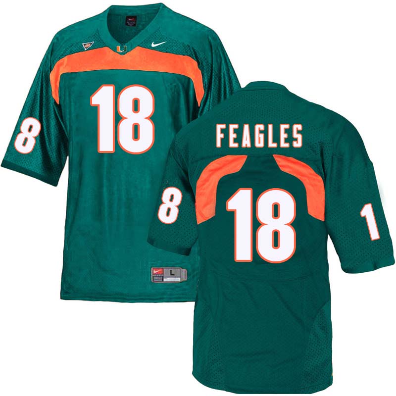 Nike Miami Hurricanes #18 Zach Feagles College Football Jerseys Sale-Green